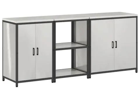 Set de depozitare pentru bucătărie cu raft Altele cu depozitare cu ușă 3 pcs Argintiu - 2/5