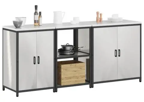 Set de depozitare pentru bucătărie cu raft Altele cu depozitare cu ușă 3 pcs Argintiu - 3/5