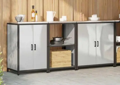 Set de depozitare pentru bucătărie cu raft Altele cu depozitare cu ușă 3 pcs Argintiu - 4/5