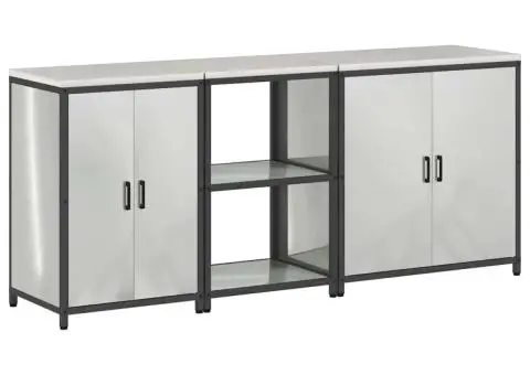 Set de depozitare pentru bucătărie cu raft Altele cu depozitare cu ușă 3 pcs Argintiu - 2/5