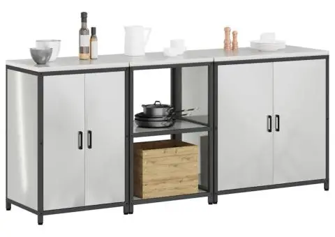 Set de depozitare pentru bucătărie cu raft Altele cu depozitare cu ușă 3 pcs Argintiu - 3/5