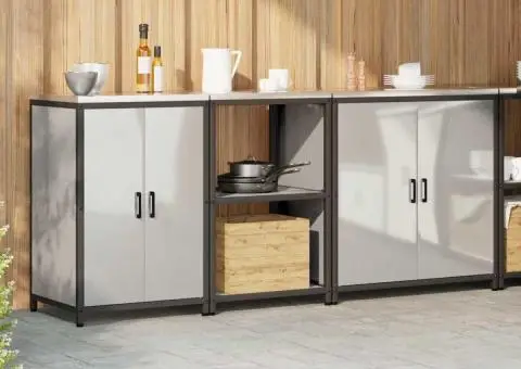 Set de depozitare pentru bucătărie cu raft Altele cu depozitare cu ușă 3 pcs Argintiu - 4/5