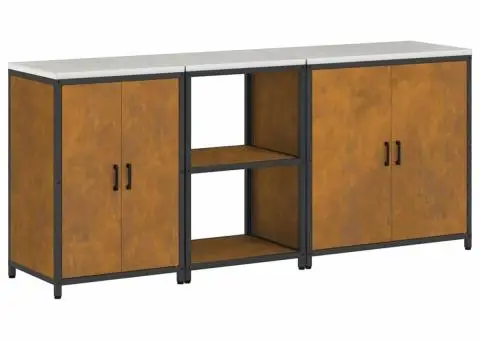 Set de depozitare pentru bucătărie cu raft Altele cu depozitare cu ușă 3 pcs Ruginit - 2/5