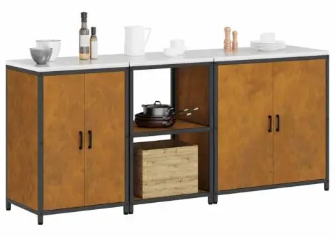 Set de depozitare pentru bucătărie cu raft Altele cu depozitare cu ușă 3 pcs Ruginit - 3/5