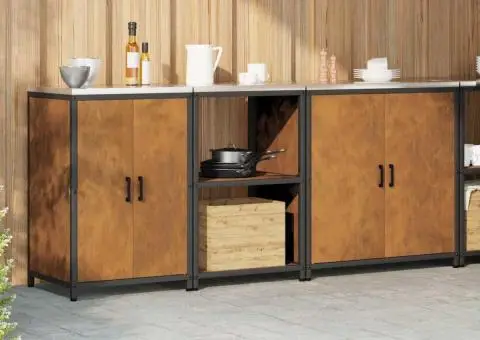 Set de depozitare pentru bucătărie cu raft Altele cu depozitare cu ușă 3 pcs Ruginit - 4/5