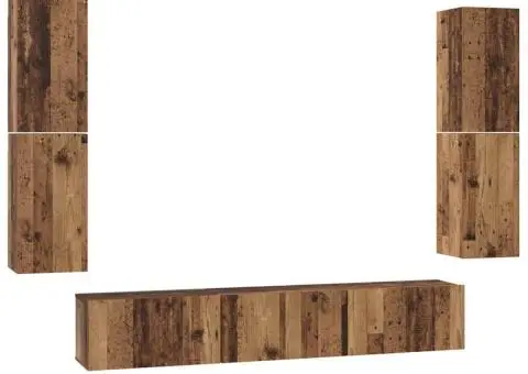 Set comodă TV 7 pcs Lemn vechi 80 x 30 x 30.5 cm Lemn compozit - 2/5