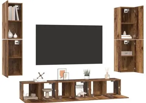 Set comodă TV 7 pcs Lemn vechi 80 x 30 x 30.5 cm Lemn compozit - 3/5