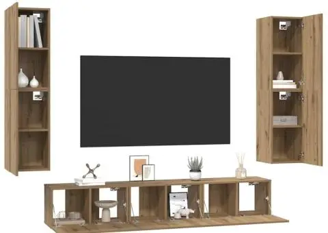 Set comodă TV cu raft Altele 7 pcs stejar artizanal 60 x 30 x 30 cm - 3/5