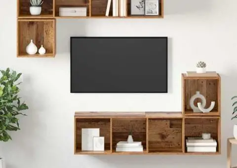 Set comodă TV 4 pcs Lemn vechi 37 x 37 x 142.5 cm Lemn compozit - 1/5