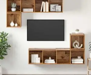 vidaXL Set comodă TV 4 pcs Lemn vechi 37 x 37 x 142.5 cm Lemn compozit
