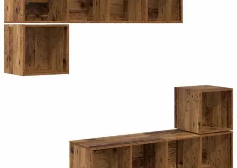 Set comodă TV 4 pcs Lemn vechi 37 x 37 x 142.5 cm Lemn compozit - 2/5