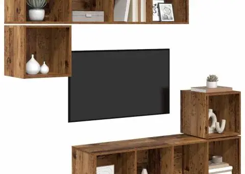 Set comodă TV 4 pcs Lemn vechi 37 x 37 x 142.5 cm Lemn compozit - 3/5