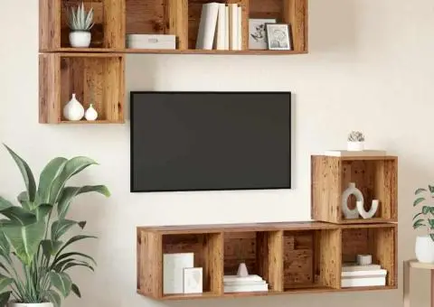 Set comodă TV 4 pcs Lemn vechi 37 x 37 x 142.5 cm Lemn compozit - 4/5