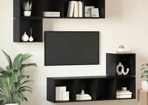 Set comodă TV 4 pcs Stejar negru 37 x 37 x 142.5 cm - 1/5