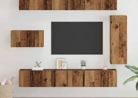 Set comodă TV 8 pcs Lemn vechi 30.5 x 30 x 90 cm Lemn compozit - 1/5