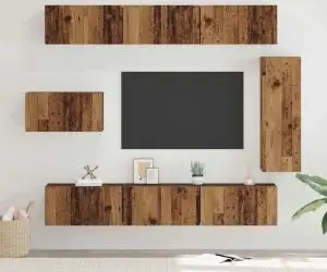 vidaXL Set comodă TV 8 pcs Lemn vechi 30.5 x 30 x 90 cm Lemn compozit