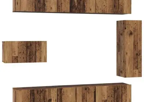 Set comodă TV 8 pcs Lemn vechi 30.5 x 30 x 90 cm Lemn compozit - 2/5