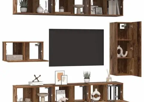 Set comodă TV 8 pcs Lemn vechi 30.5 x 30 x 90 cm Lemn compozit - 3/5