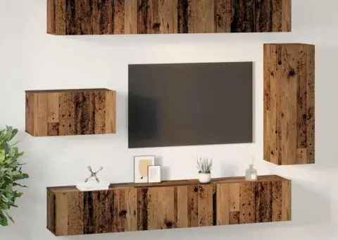 Set comodă TV 8 pcs Lemn vechi 30.5 x 30 x 90 cm Lemn compozit - 4/5