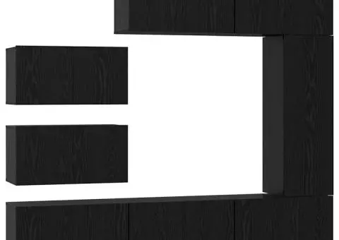 Set comodă TV cu raft Pe perete Altele 8 pcs Stejar negru 30.5 x 30 x 90 cm - 2/5