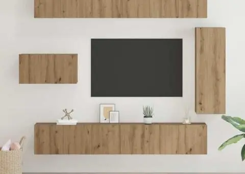 Set comodă TV cu raft Altele 8 pcs stejar artizanal 30.5 x 30 x 90 cm - 1/5