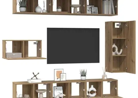 Set comodă TV cu raft Altele 8 pcs stejar artizanal 30.5 x 30 x 90 cm - 3/5