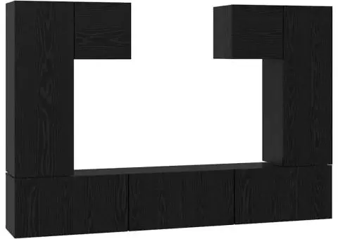 Set comodă TV cu raft 7 pcs Stejar negru 180 x 30 x 120 cm - 2/5