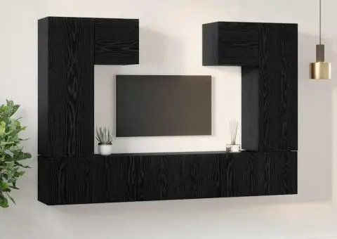 Set comodă TV cu raft 7 pcs Stejar negru 180 x 30 x 120 cm - 4/5