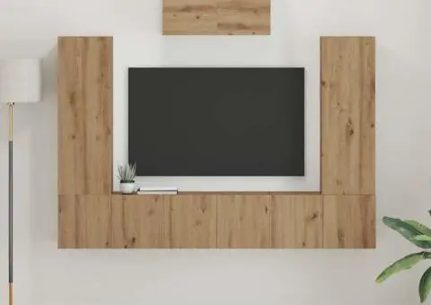 Set comodă TV cu raft 7 pcs stejar artizanal 180 x 30 x 120 cm - 1/5