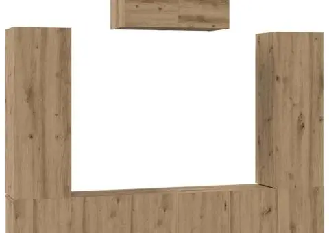 Set comodă TV cu raft 7 pcs stejar artizanal 180 x 30 x 120 cm - 2/5