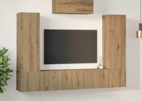 Set comodă TV cu raft 7 pcs stejar artizanal 180 x 30 x 120 cm - 4/5