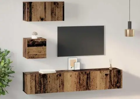 Dulap pentru TV pe Perete 4 pcs Lemn vechi 80 x 30 x 30.5 cm - 4/5