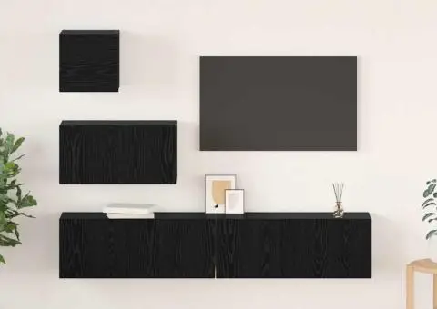 Dulap pentru TV pe Perete 4 pcs Stejar negru 80 x 30 x 30.5 cm - 1/5
