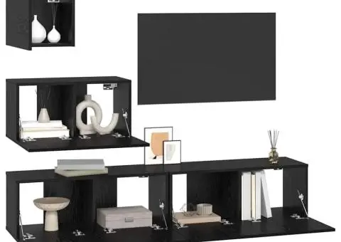 Dulap pentru TV pe Perete 4 pcs Stejar negru 80 x 30 x 30.5 cm - 3/5