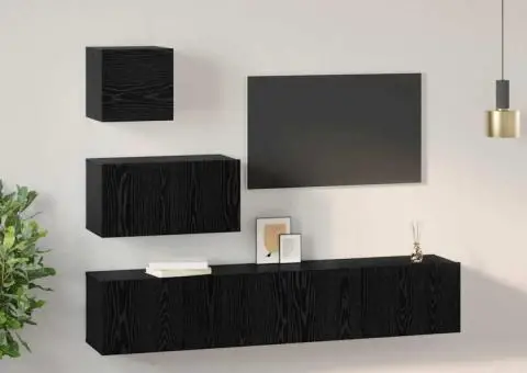Dulap pentru TV pe Perete 4 pcs Stejar negru 80 x 30 x 30.5 cm - 4/5