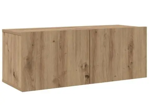 Set comodă TV cu raft Pe perete cu depozitare cu ușă 4 pcs stejar artizanal - 5/5