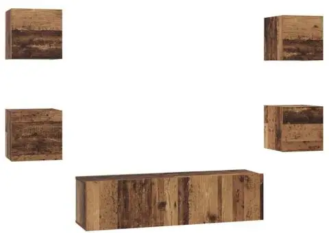 Set comodă TV Altele 6 pcs Lemn vechi Mediu 120 x 30 x 30 cm - 2/5