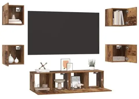 Set comodă TV Altele 6 pcs Lemn vechi Mediu 120 x 30 x 30 cm - 3/5