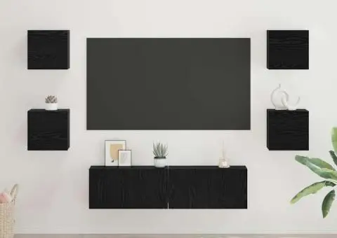 Set comodă TV Altele 6 pcs Stejar negru Mediu 120 x 30 x 30 cm - 1/5