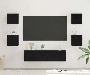 vidaXL Set comodă TV Altele 6 pcs Stejar negru Mediu 120 x 30 x 30 cm