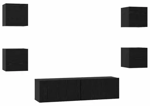 Set comodă TV Altele 6 pcs Stejar negru Mediu 120 x 30 x 30 cm - 2/5