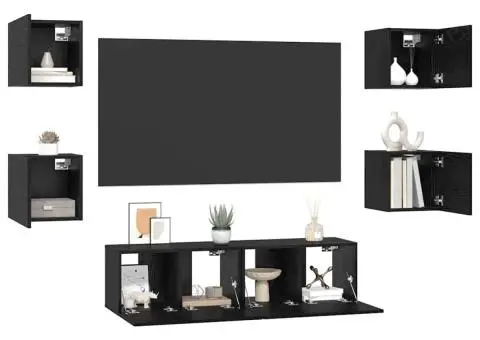 Set comodă TV Altele 6 pcs Stejar negru Mediu 120 x 30 x 30 cm - 3/5