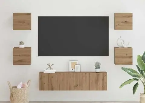 Set comodă TV cu raft Pe perete Altele 6 pcs stejar artizanal 60 x 30 x 30 cm - 1/5