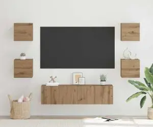 vidaXL Set comodă TV cu raft Pe perete Altele 6 pcs stejar artizanal 60 x 30 x 30 cm