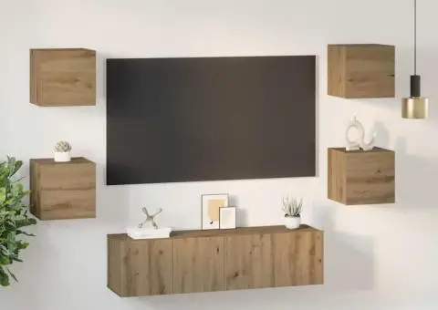 Set comodă TV cu raft Pe perete Altele 6 pcs stejar artizanal 60 x 30 x 30 cm - 4/5