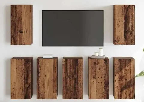 Set comodă TV 7 pcs Lemn vechi 30.5 x 30 x 60 cm Lemn compozit - 4/5