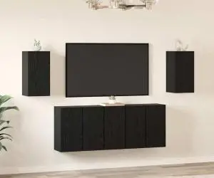vidaXL Set comodă TV cu raft Pe perete 7 pcs Stejar negru 30.5 x 30 x 60 cm
