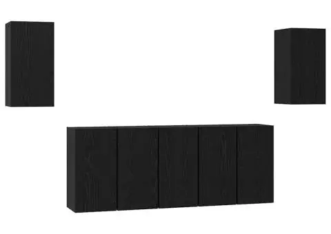 Set comodă TV cu raft Pe perete 7 pcs Stejar negru 30.5 x 30 x 60 cm - 2/5