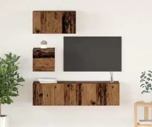 vidaXL Set comodă TV 4 pcs Lemn vechi 60 x 30 x 30 cm Lemn compozit