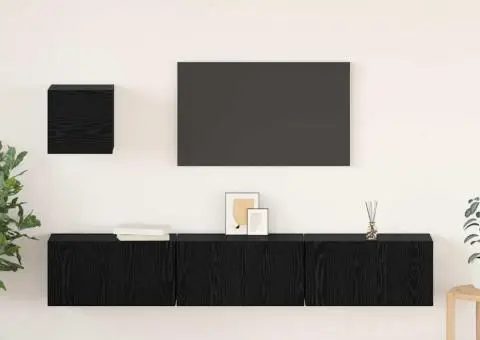 Set comodă TV 4 pcs Stejar negru 60 x 30 x 30 cm Lemn compozit - 1/5